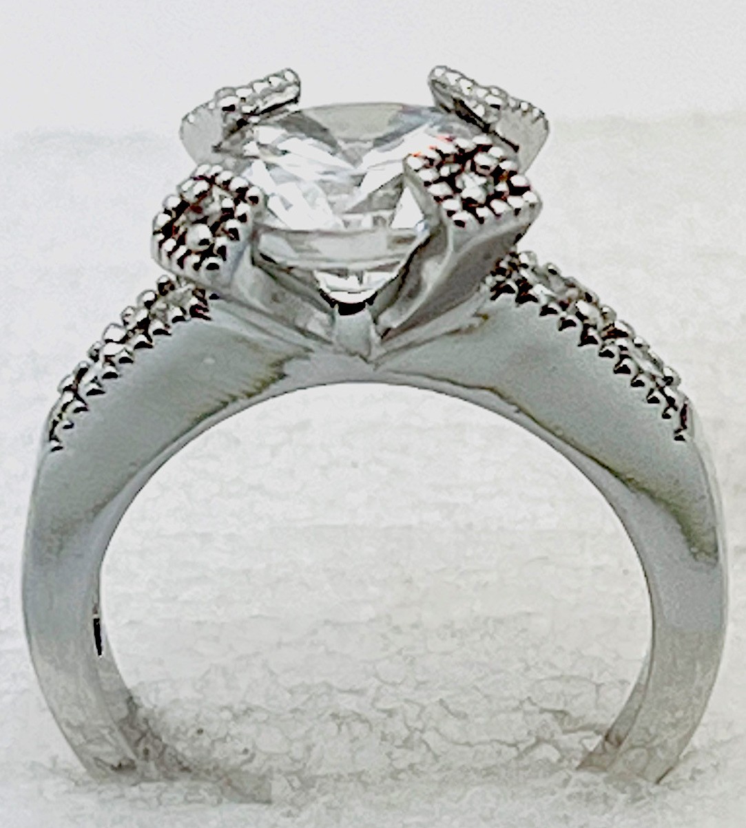 Sterling Silver 925 5.3 Gram Prong Set 9 CZ Ring Size 6