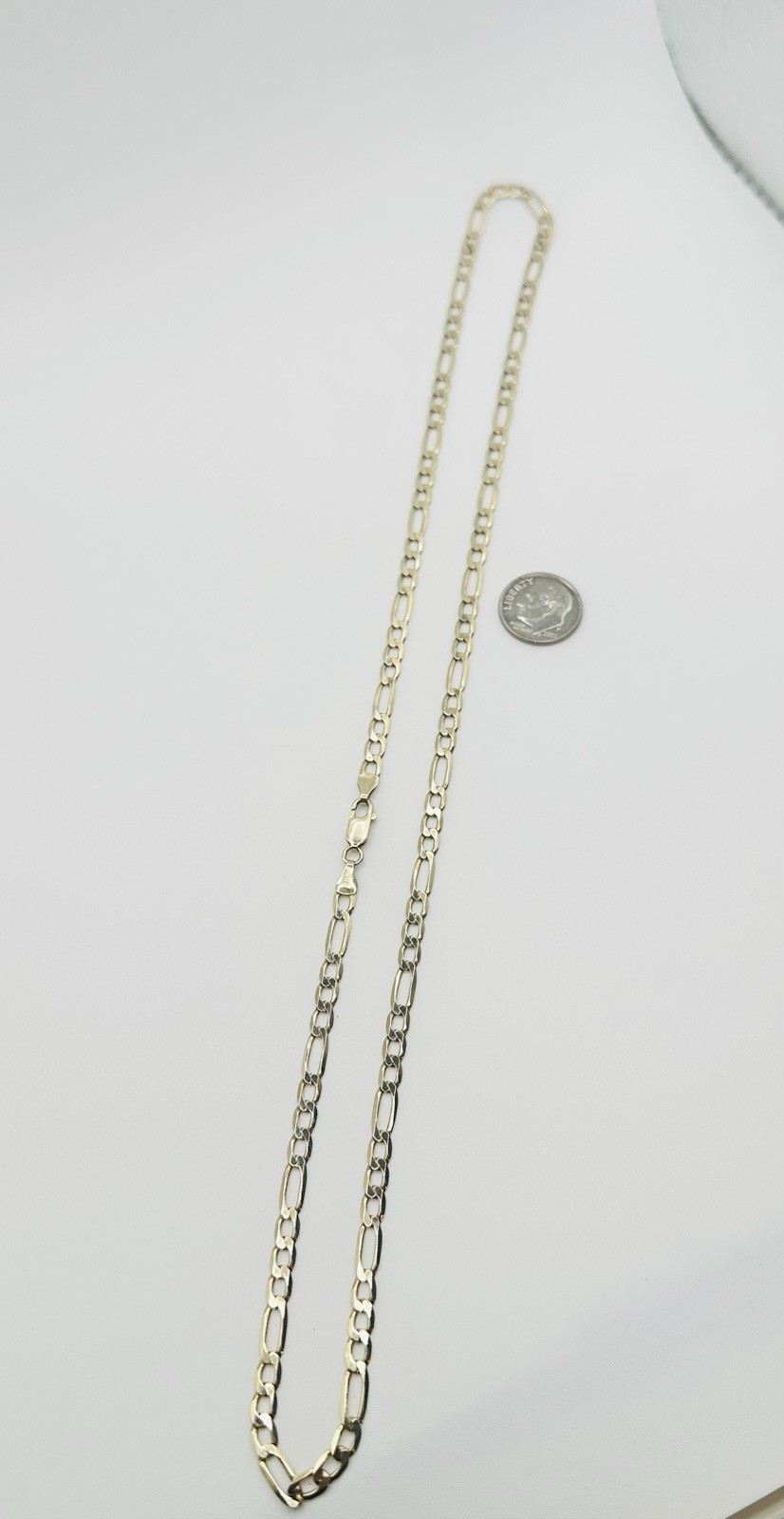 4.2mm Solid Figaro Link Chain Necklace 10k Italy Yellow Gold 10.6 Grams 23.5”