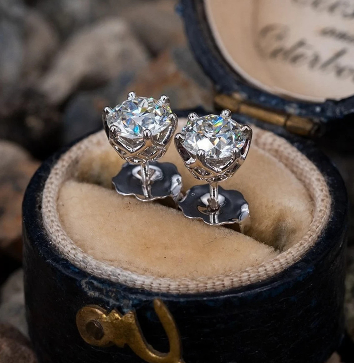 Certified 4Ct White Diamond Solitaire Studs-Wedding/Engagement Gift.No Tarrifs.