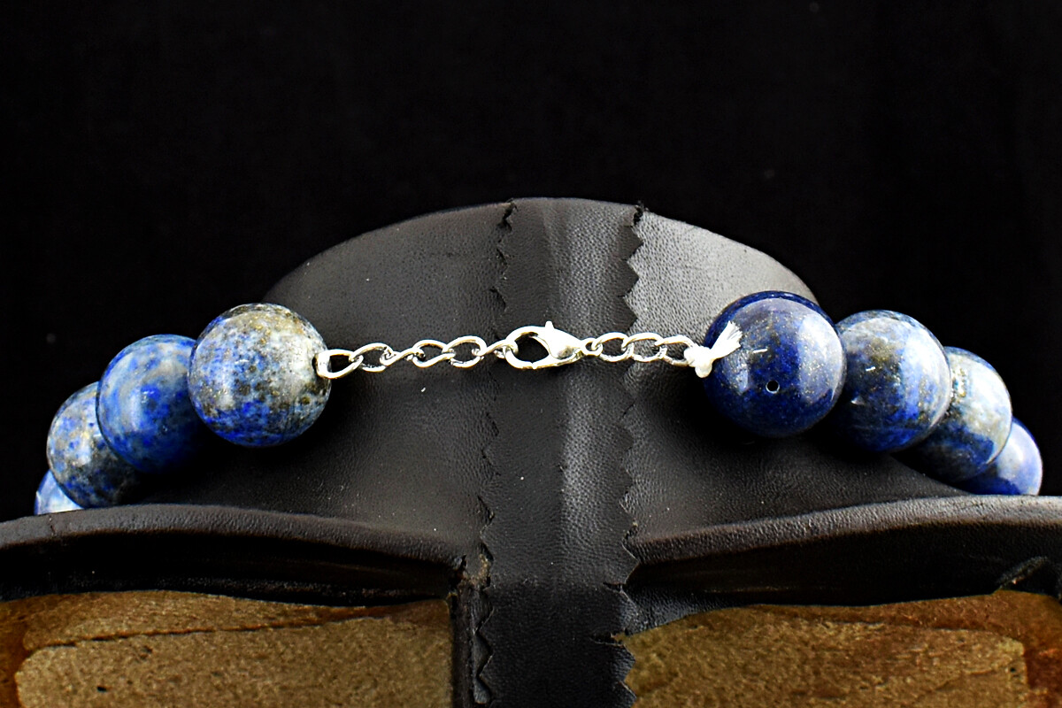 1372 Cts Earth Mined Blue Lapis Lazuli Round Shape Beads Necklace JK 07E297