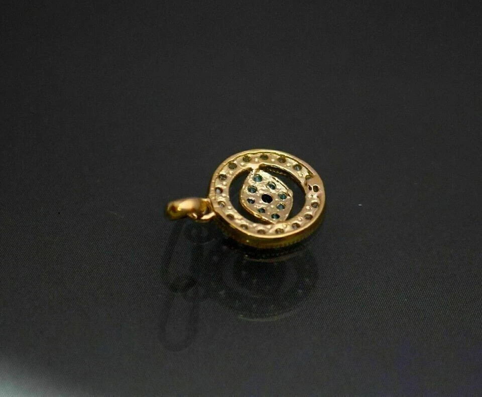 2.50 Ct Round Simulated Diamond Evil Eye Charm Pendant 14K Yellow Gold Plated