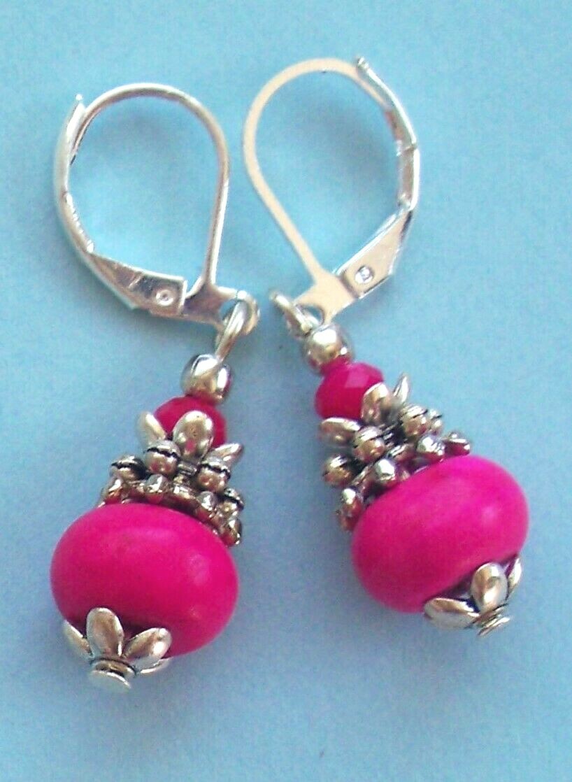 Colorful HOWLITE ROUNDELS Lever back handcrafted CHOOSE X2