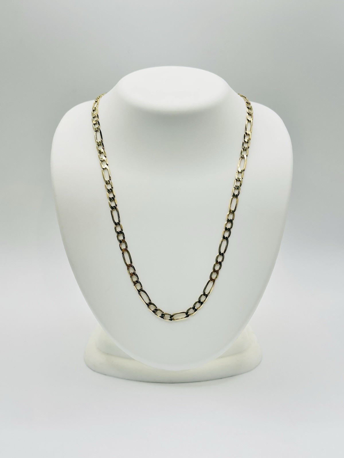 4.2mm Solid Figaro Link Chain Necklace 10k Italy Yellow Gold 10.6 Grams 23.5”