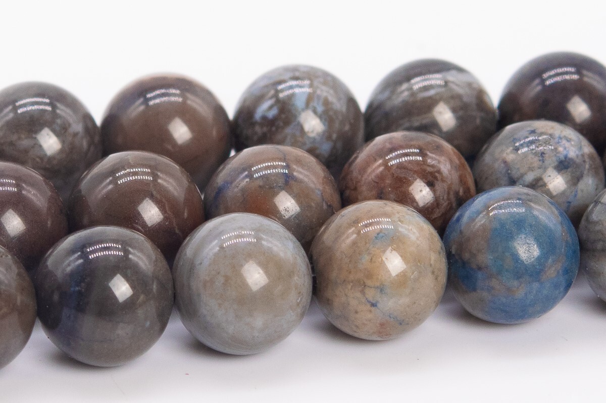 7-8MM Natural Brown & Gray Petrified Wood Jasper Grade AAA Round Loose Beads