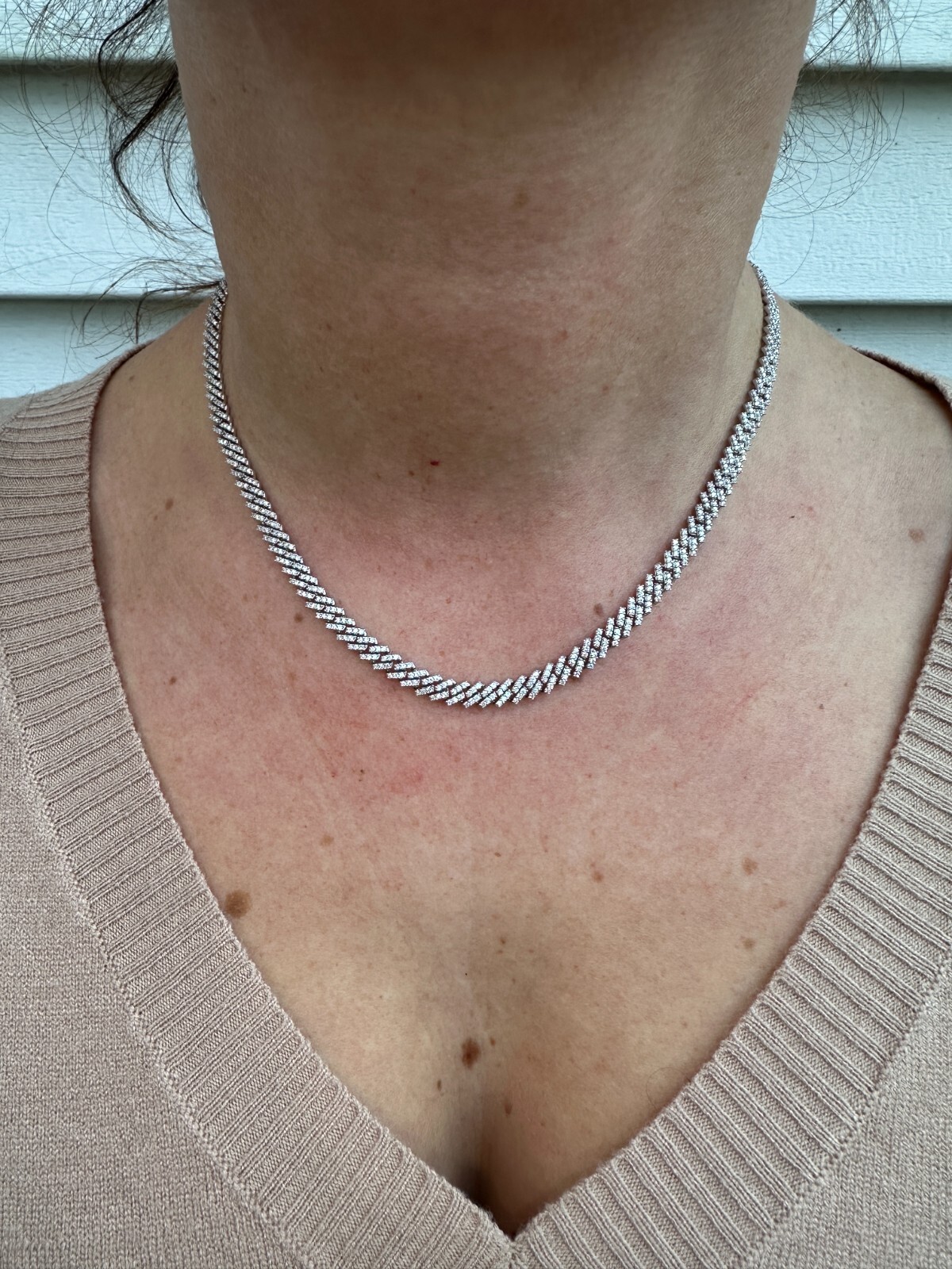 MOISSANITE Real 5mm Micro Miami Cuban Link Prong Chain Iced 925 Silver Necklace