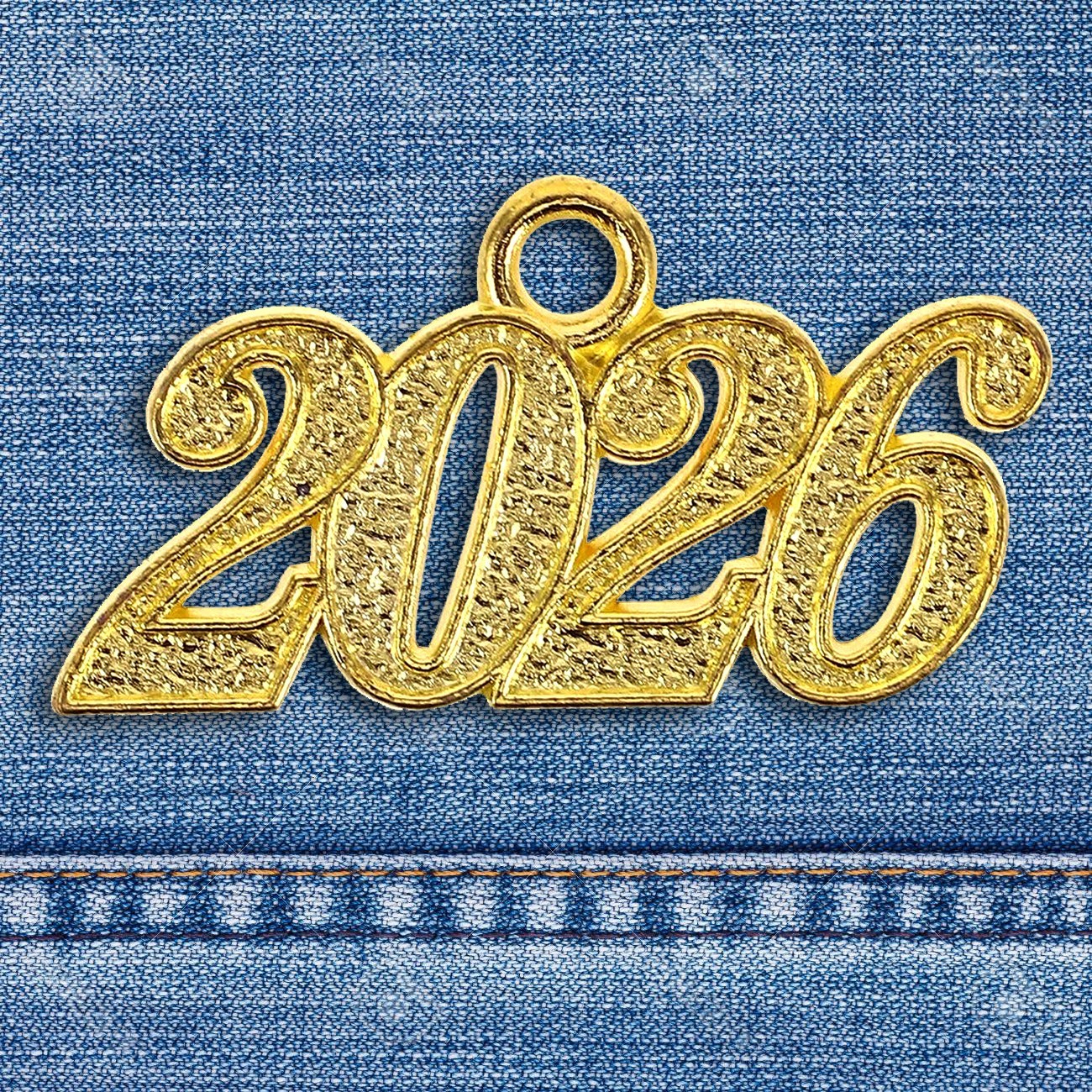 2024 Gold Metal Graduation Tassel Charm Year Date for Cap or Bracelet (Qty: 1)