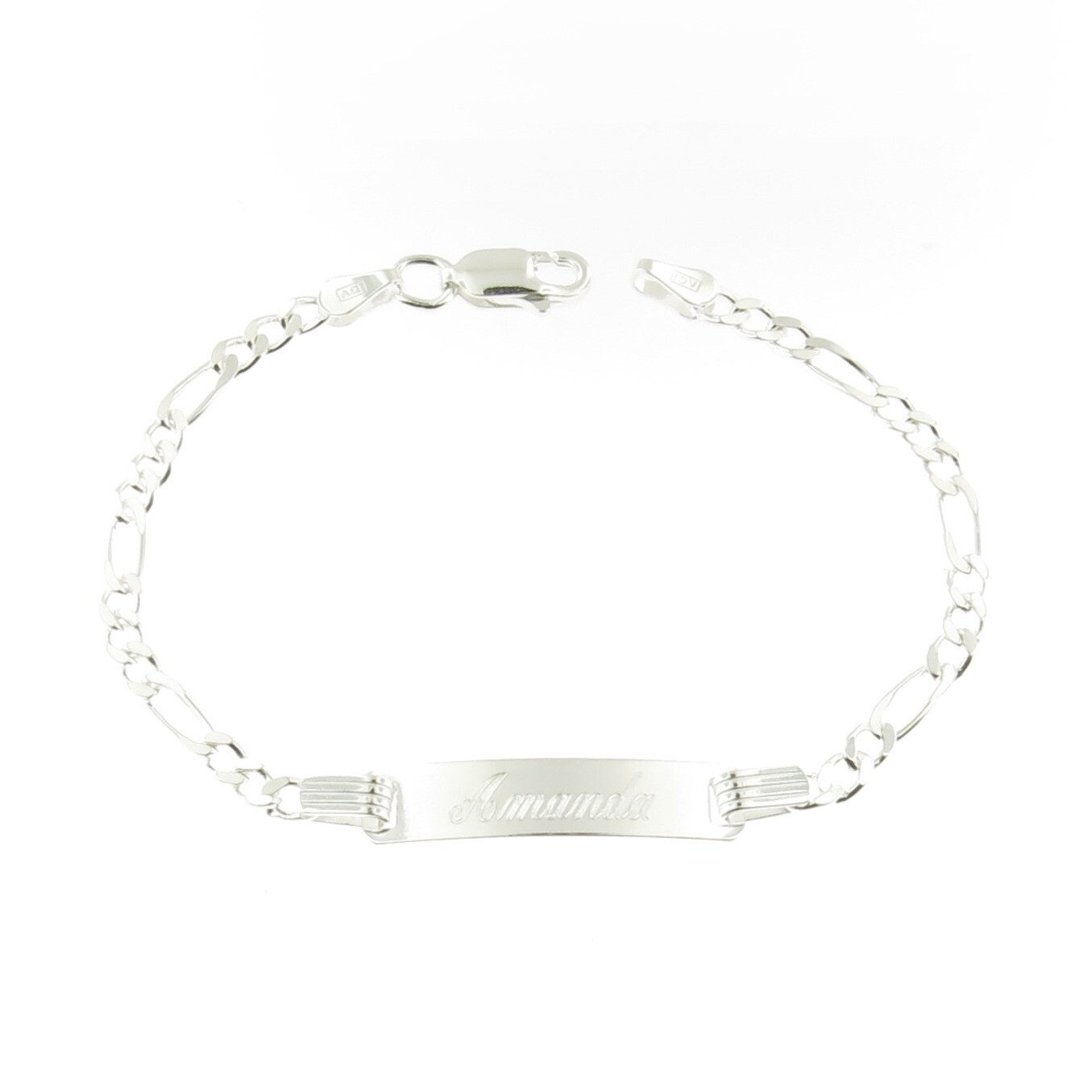 925 Sterling Silver Figaro Link Childrens ID Bracelet Free Engraving