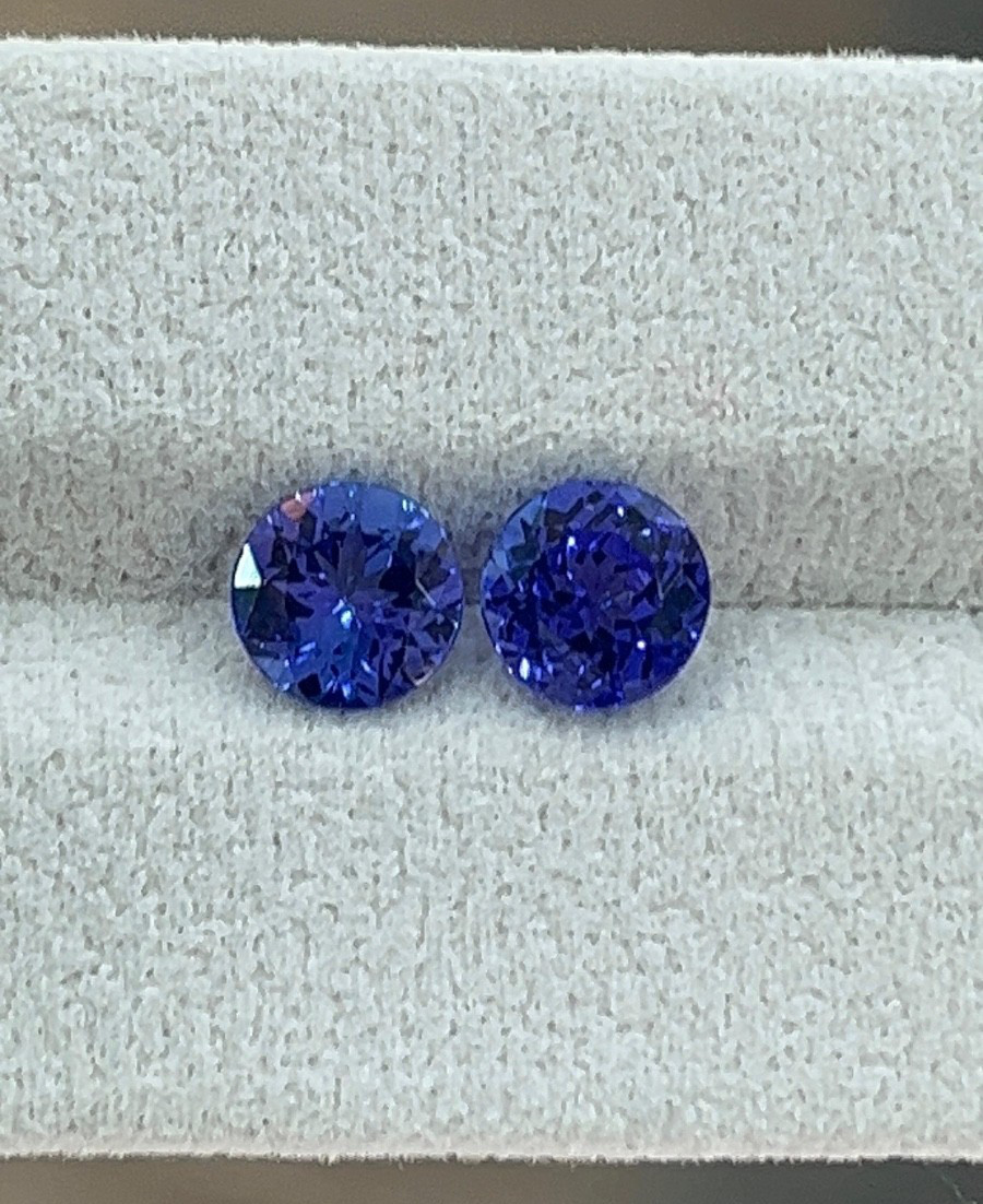 7mm natural top quality AAA tanzanite round pair loose gemstone