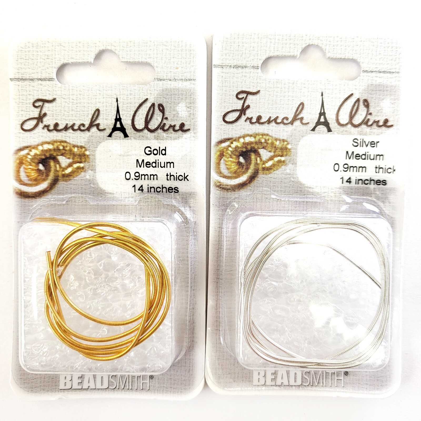 BeadSmith® French Wire Silver Plated Gold Plated 0.9mm Medium Thick 14 inches