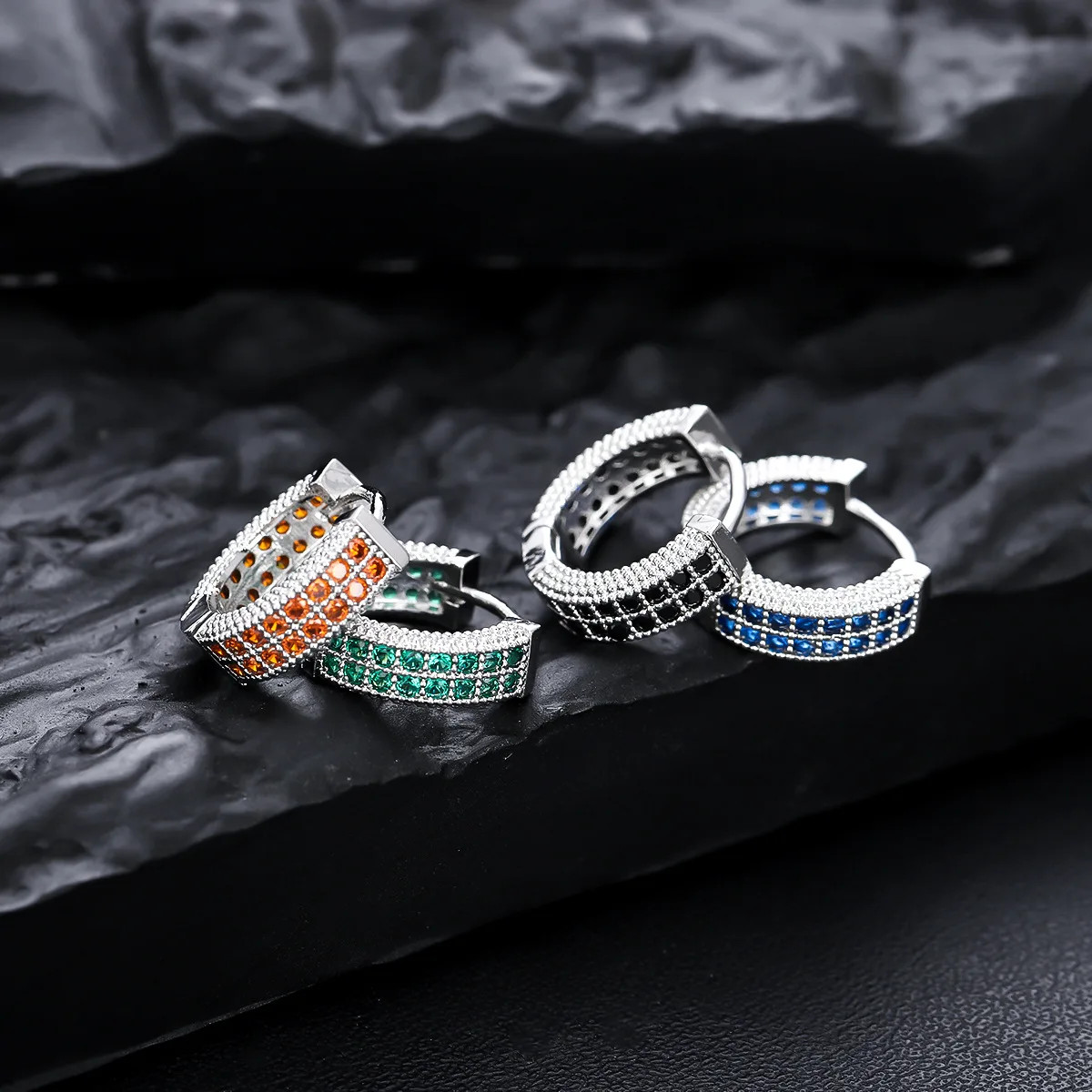 Female Male Multicolor Zircon Small Round Hoop Earrings For Men Women Minimalist