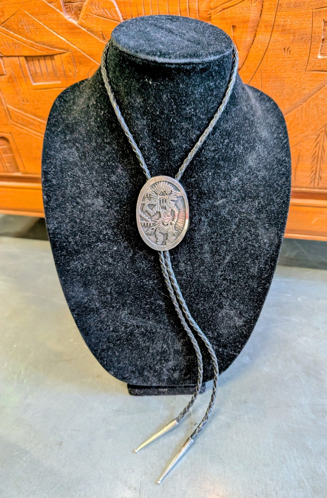 Vntg Hopi Bolo Tie – Katcina Dancer Southwest Ethnic