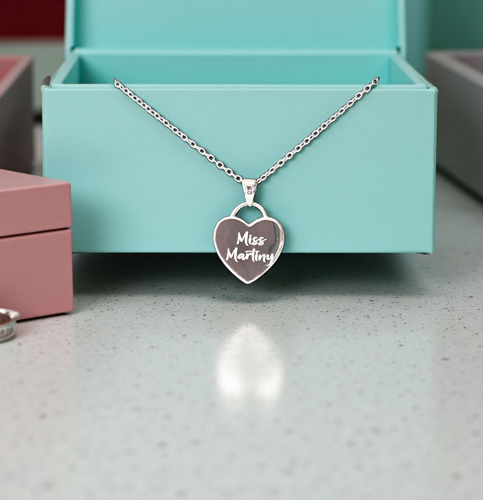 Personalised 925 Sterling Silver Heart Tag Charm Pendant Engraved Necklace Gift