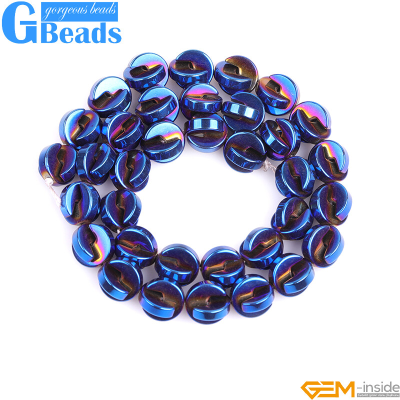 Assorted Shapes Blue Metallic Coated Hematite Reflection Beads Free Shipping 15″