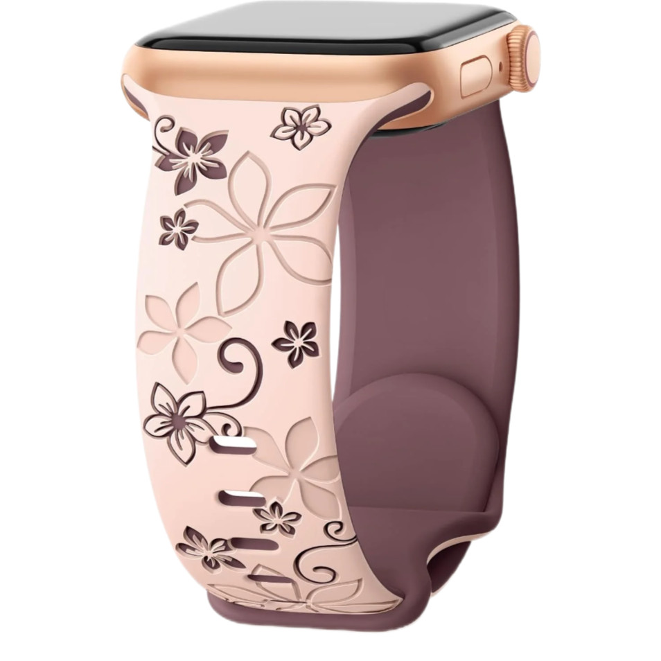 Engraved Floral Strap For Apple Watch Band 49mm 45mm 44mm 41mm Apple Watch strap
