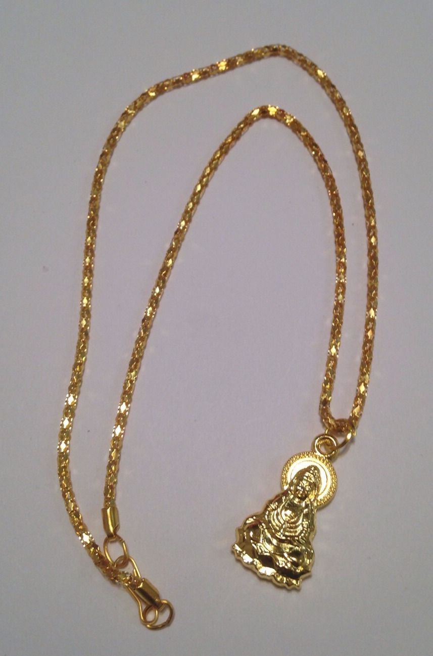 Good Luck Protection Kwan Yin Buddha Gold Color Pendant Chain FREE SHIPPING!