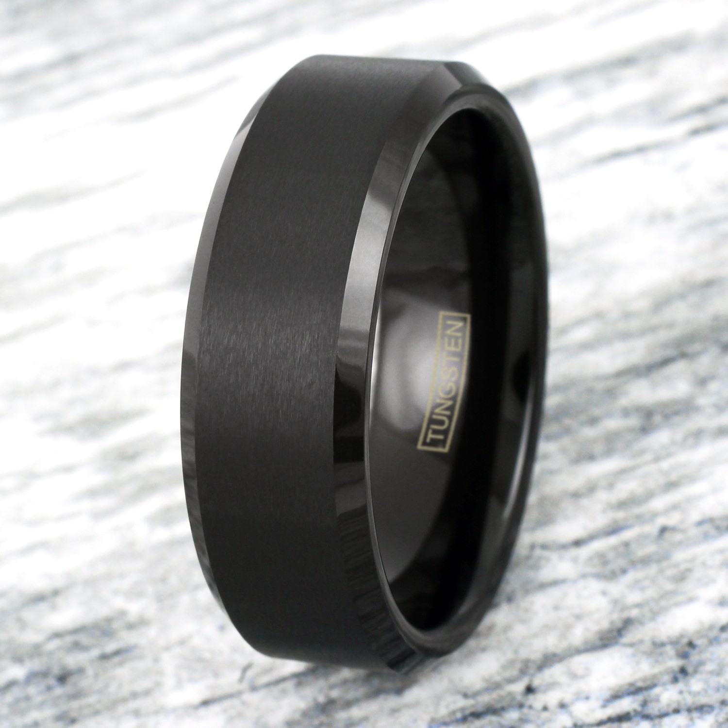 6/8mm Black Tungsten Carbide Brushed Comfort Fit Wedding Band Ring Men’s-Women’s