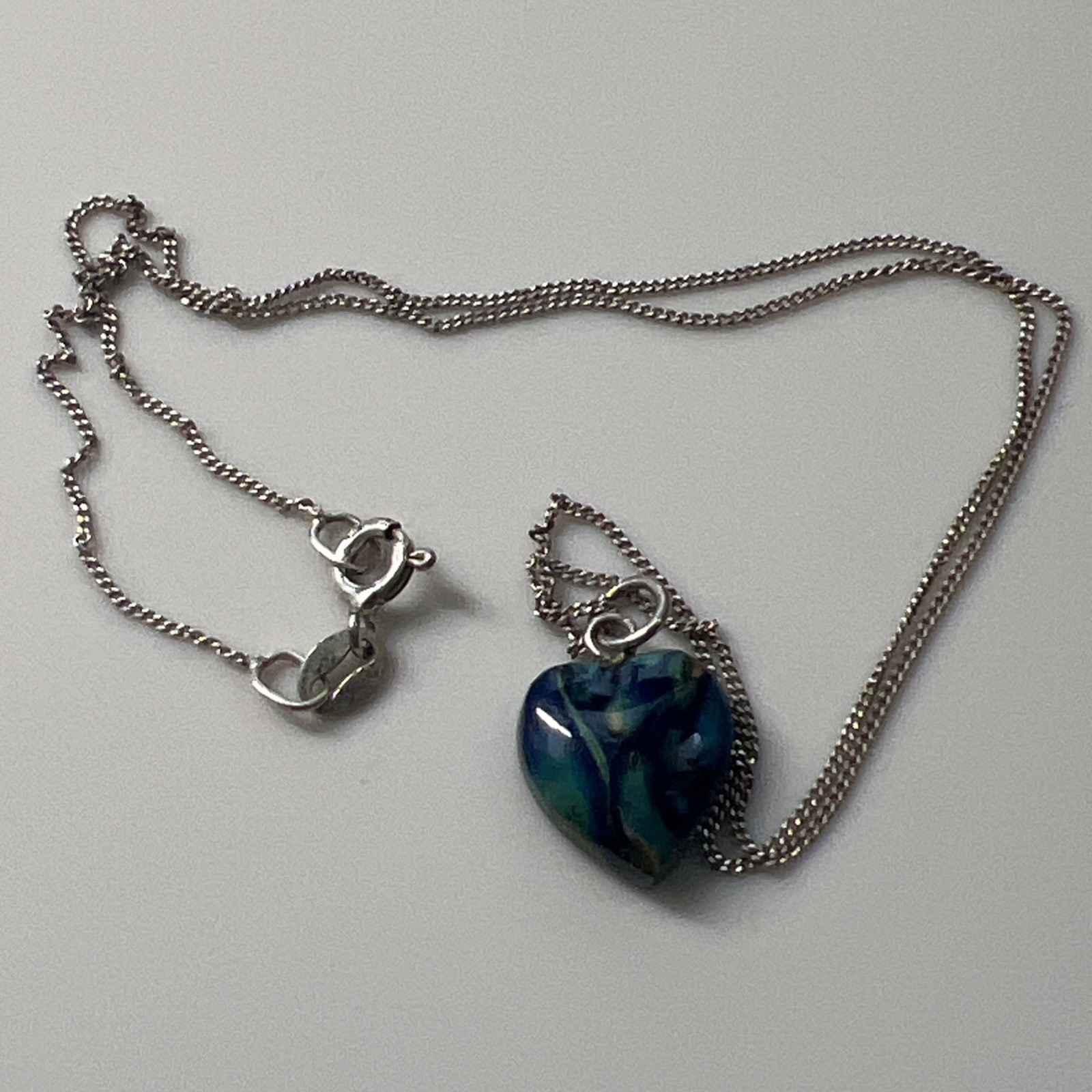 Heathergem Sterling Silver Small Heart Pendant Made In Scotland 16” 925 Chain
