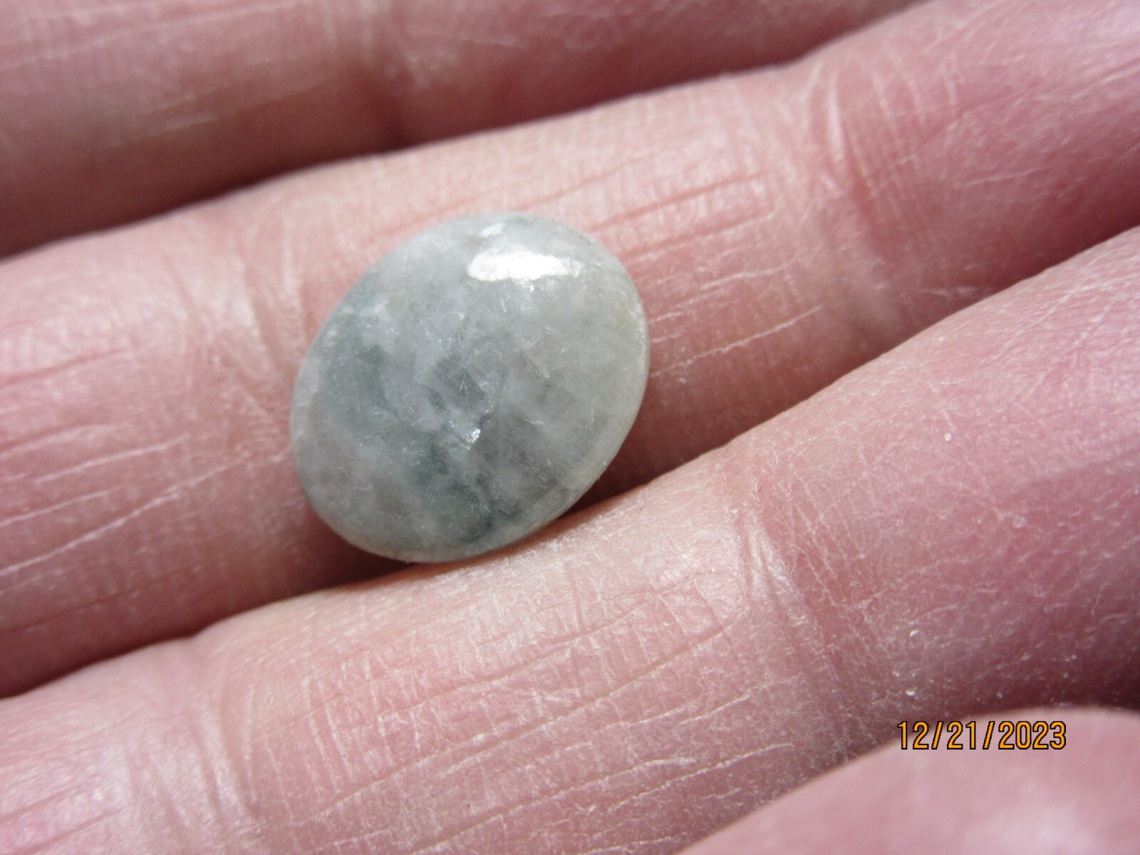 Green Mottled Translucent Oval Burmese Jade Cabochon 12 x 15 mm GTBJC-337