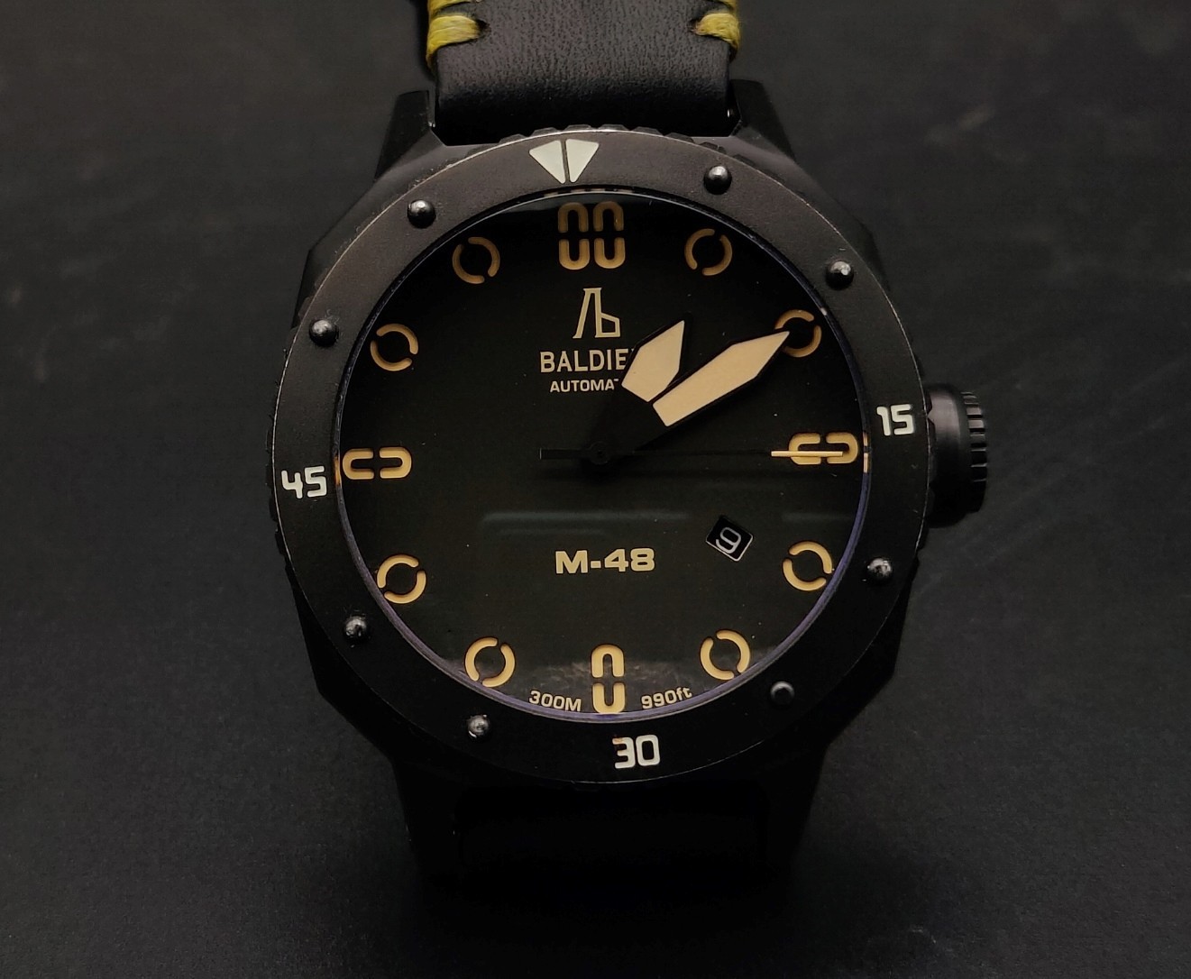 Allesandro Baldieri Magnum M48 Limited Edition Dive Watch Black PVD Bezel $1200