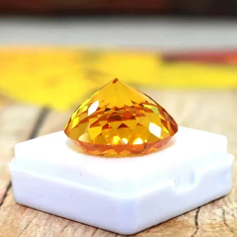 Cambodian Natural Yelow Zircon Round Cut 11.15 Ct GIE Certified Loose Gemstone