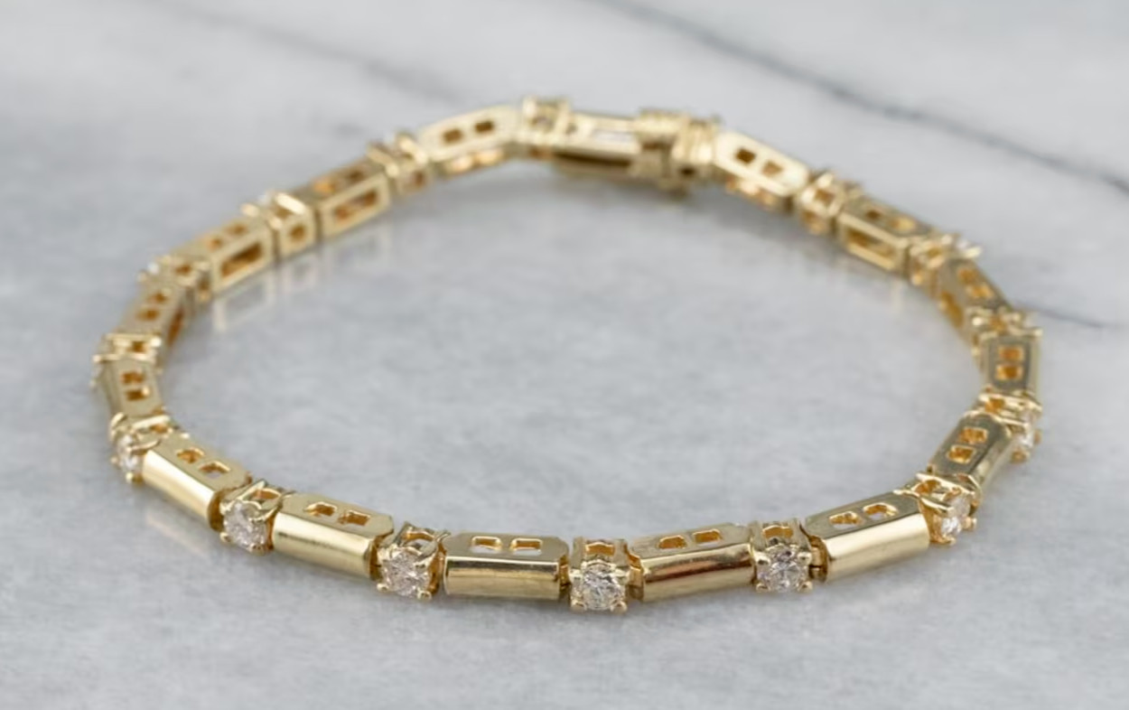 14K Yellow Gold Finish 4Ct Diamond Round Cut Lab Created Women’s Tennis Bracelet