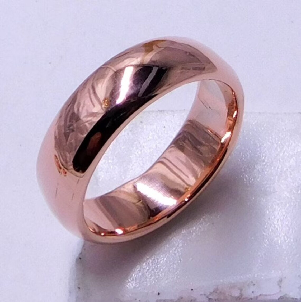 Pure Solid Copper Smooth Unisex Band Handcrafted Jewelry Ring For Men Women Gift