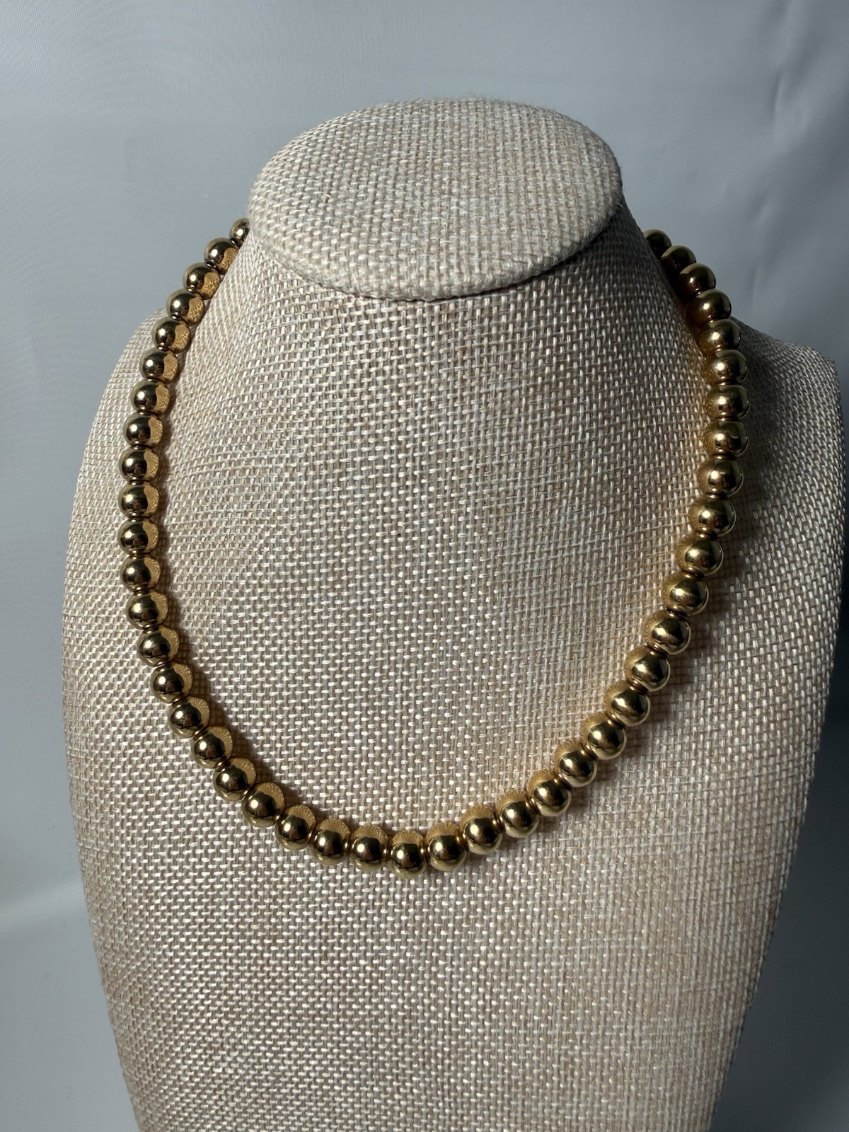 Lauren Ralph Lauren RL Gold Tone Ball Bead Toggle Necklace Classic Statement 18”