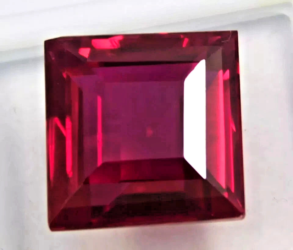 Natural Princess Cut Red Ruby Loose 14 Ct AGL Certified Faceted Gemstone