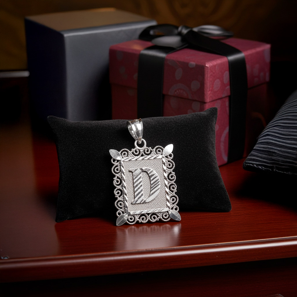 Sterling Silver Filigree Alphabet Initial A-Z Personalized Charm Pendant (S/M/L)