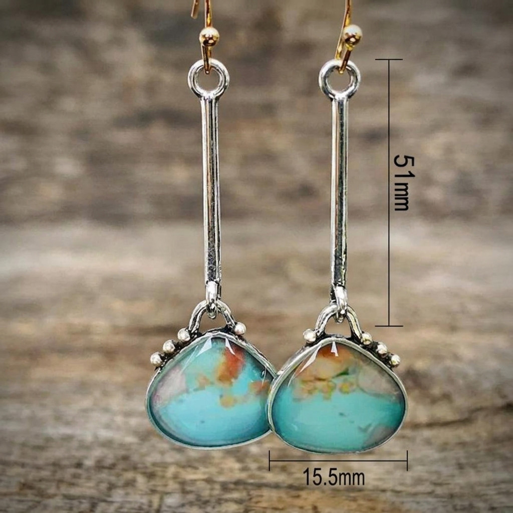 Boho Turquoise Drop Earrings Set 2 Pairs Silver Gold Tone Stone Dangle Gift