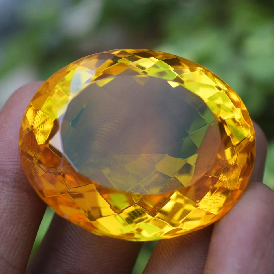 Huge 200 Ct Flawless Yellow Orange Topaz Oval Cut Certified Loose Gemstone