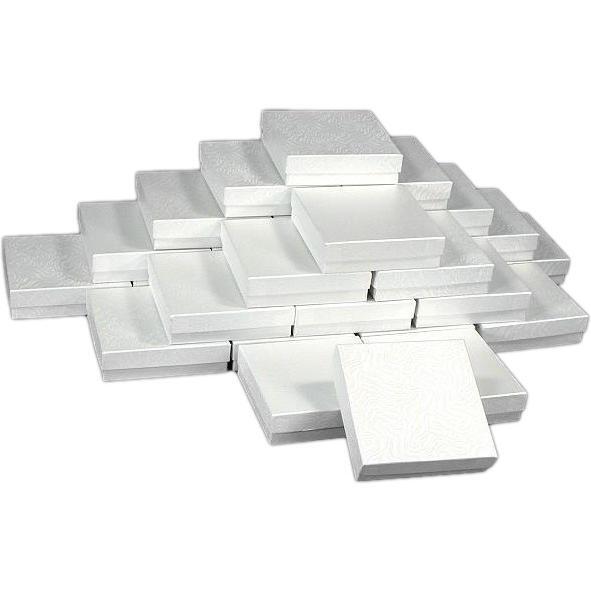 25 White Swirl Cotton Boxes Watch Bracelet Gift Display
