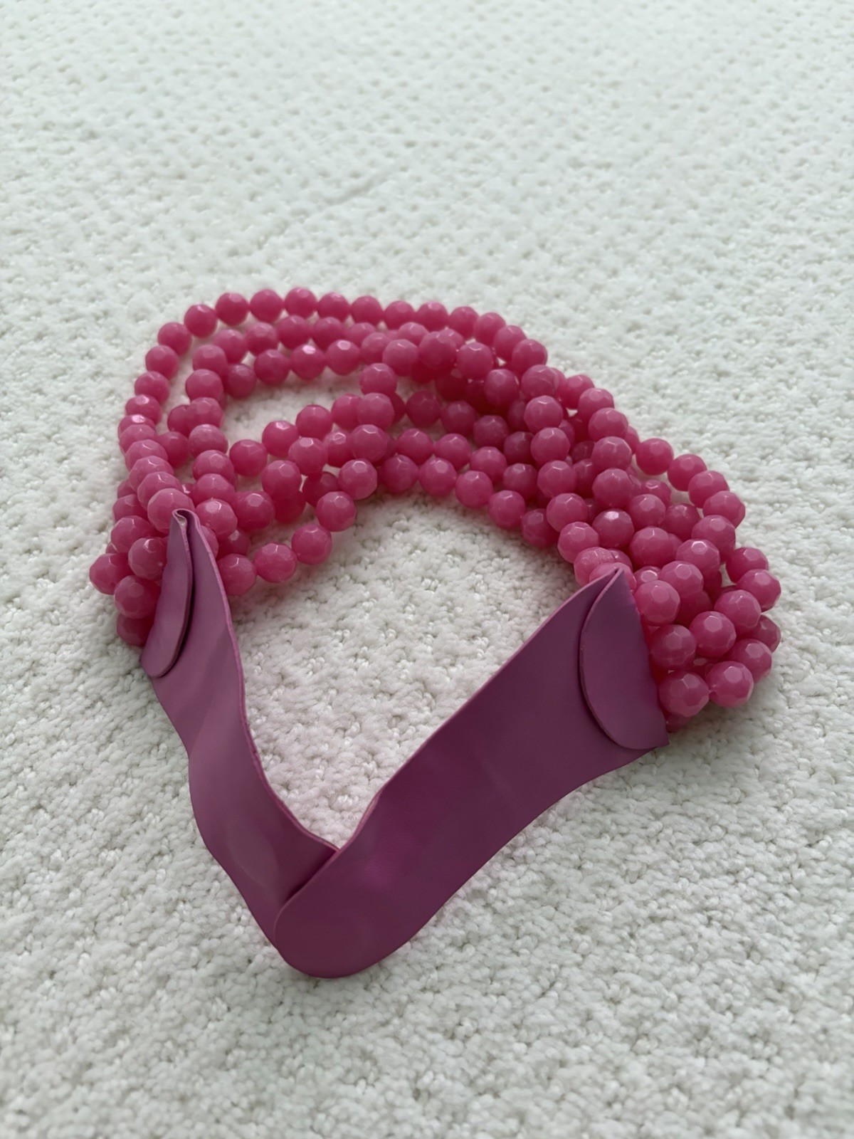 ERIN MCDERMOTT Multi-Strand Pink Beaded Statement Necklace Magnetic Close