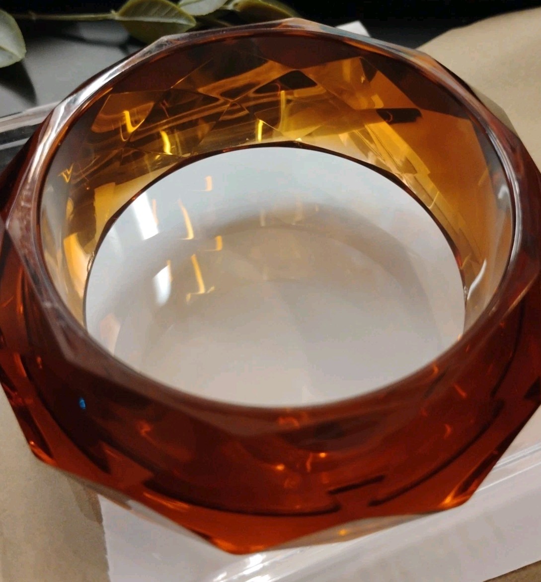 CHUNKY! Root Beer Toned Faceted Brown Acrylic/Lucite Bangle Bracelet, Nice!