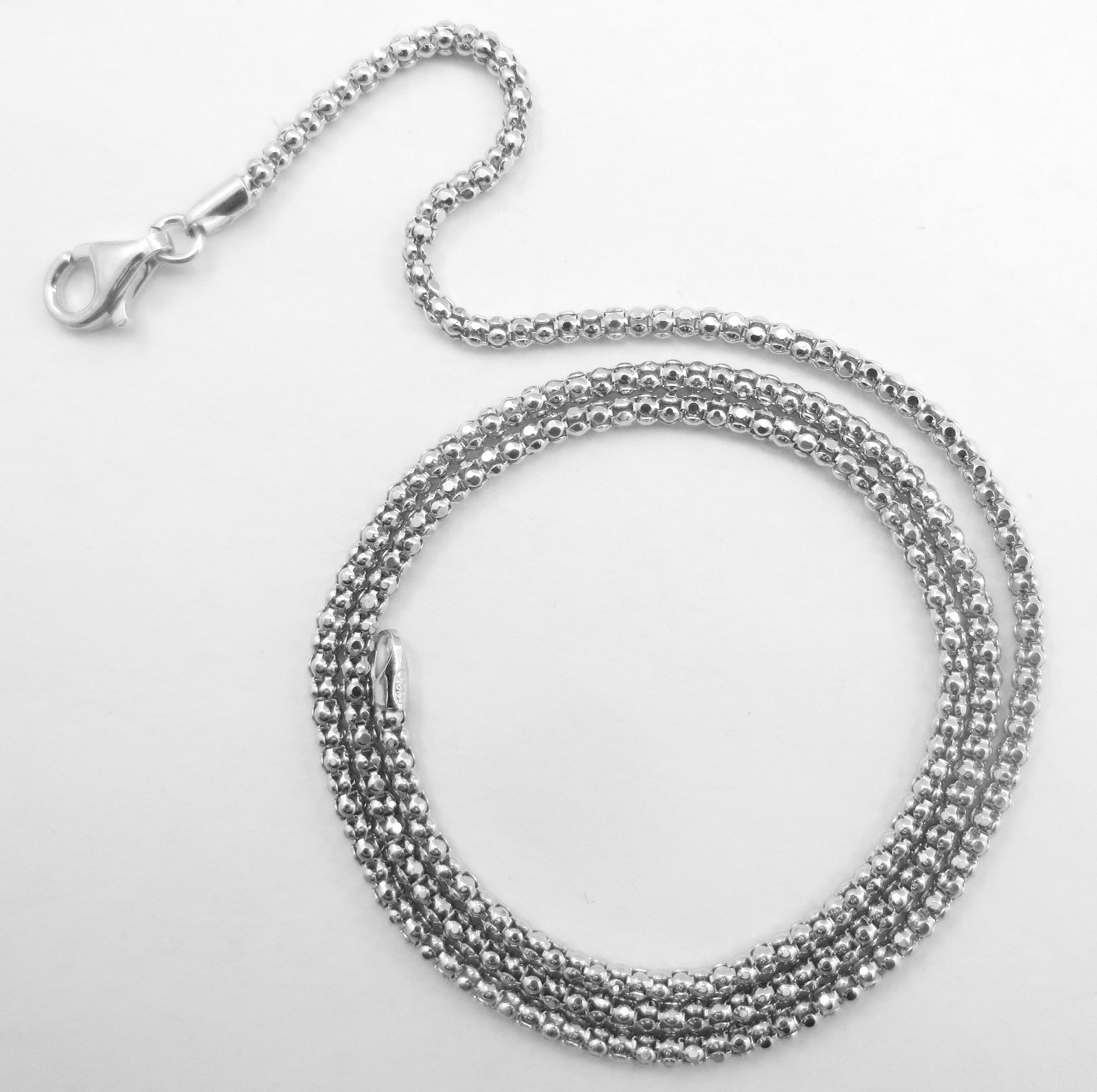 Pop-corn Chain 2.7mm Rhodium over 925 Sterling Silver 14,16,18,20,22,24,30 inch