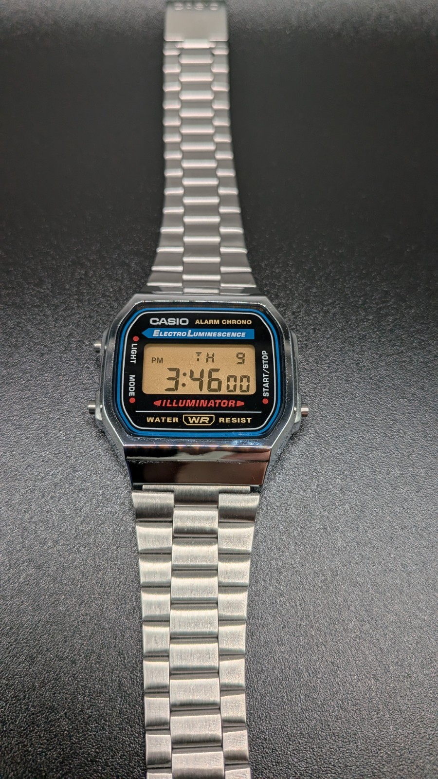 Casio A168 Custom Amber Orange Mod Retro Vintage Digital Watch Stainless Steel