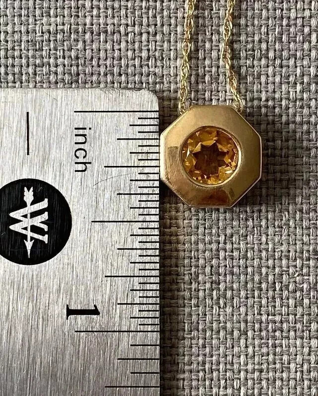 1Ct Round Cut Lab Created Citrine Bezel Women’s Pendant 14k Yellow Gold Plated