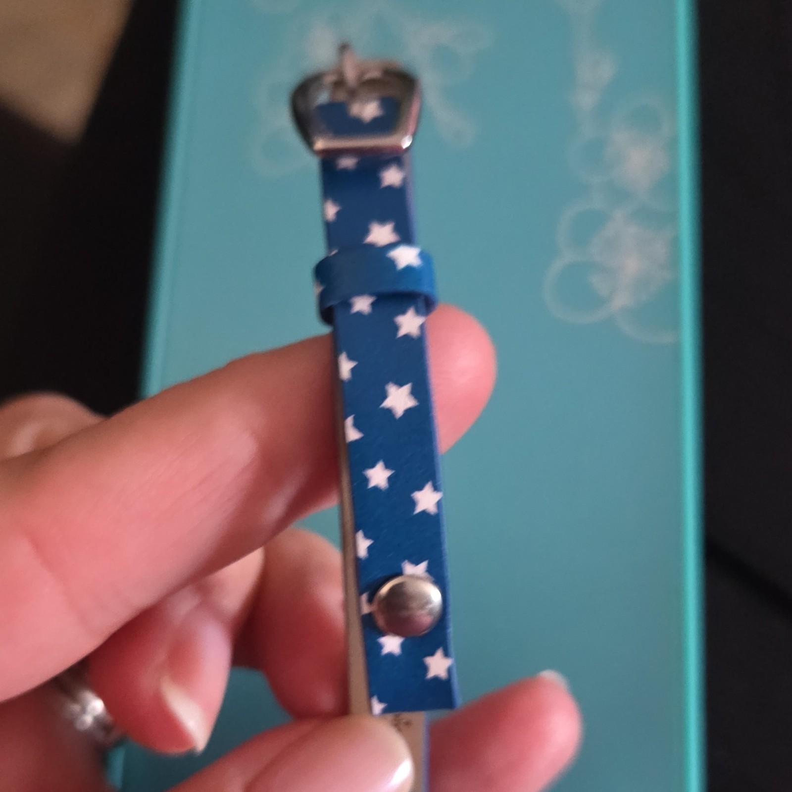Origami Owl Rose Gold Wrap W/ Silver Med Locket & Addition Blue With Stars Wrap