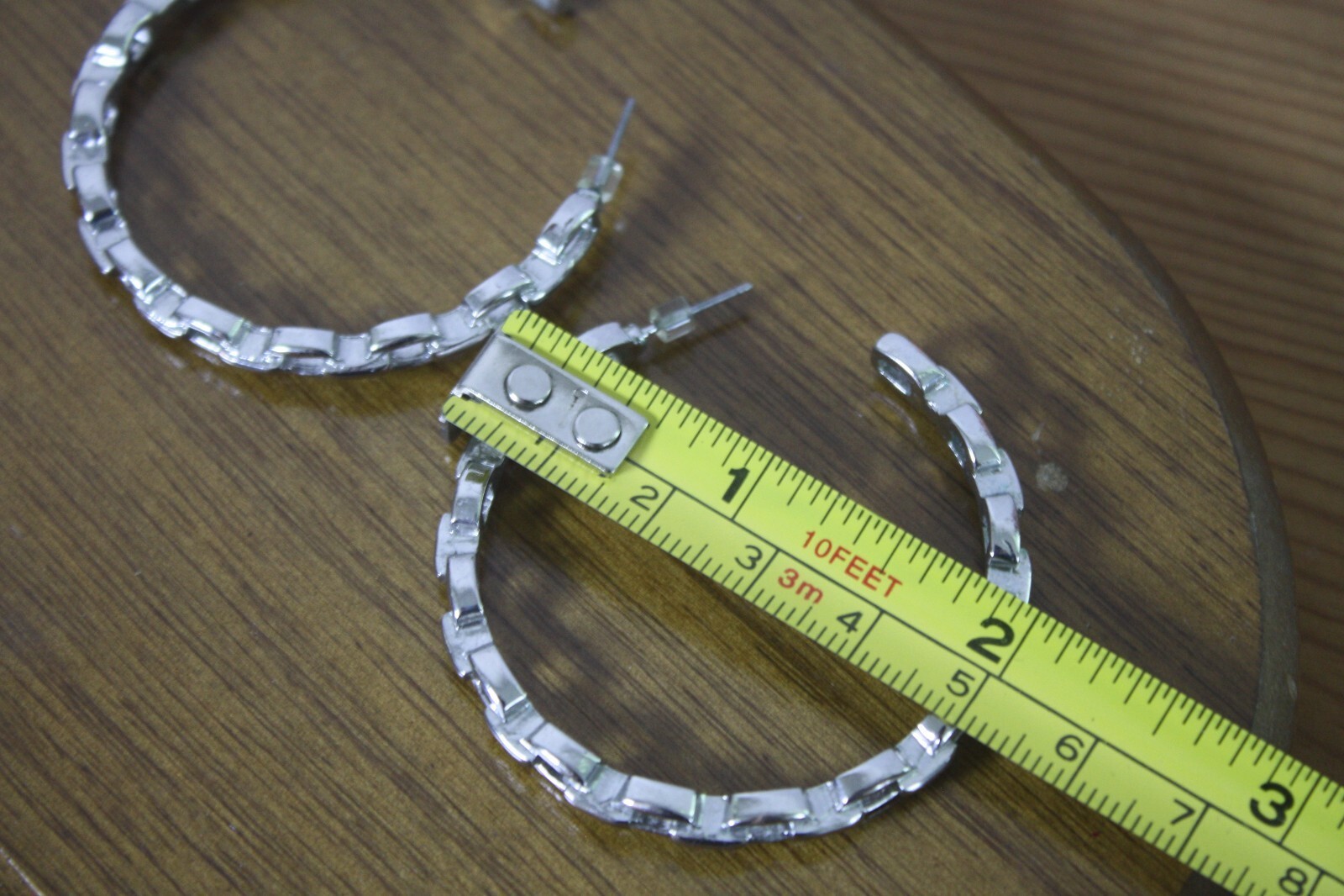 Silver Tone Chain Link Hoop Earrings