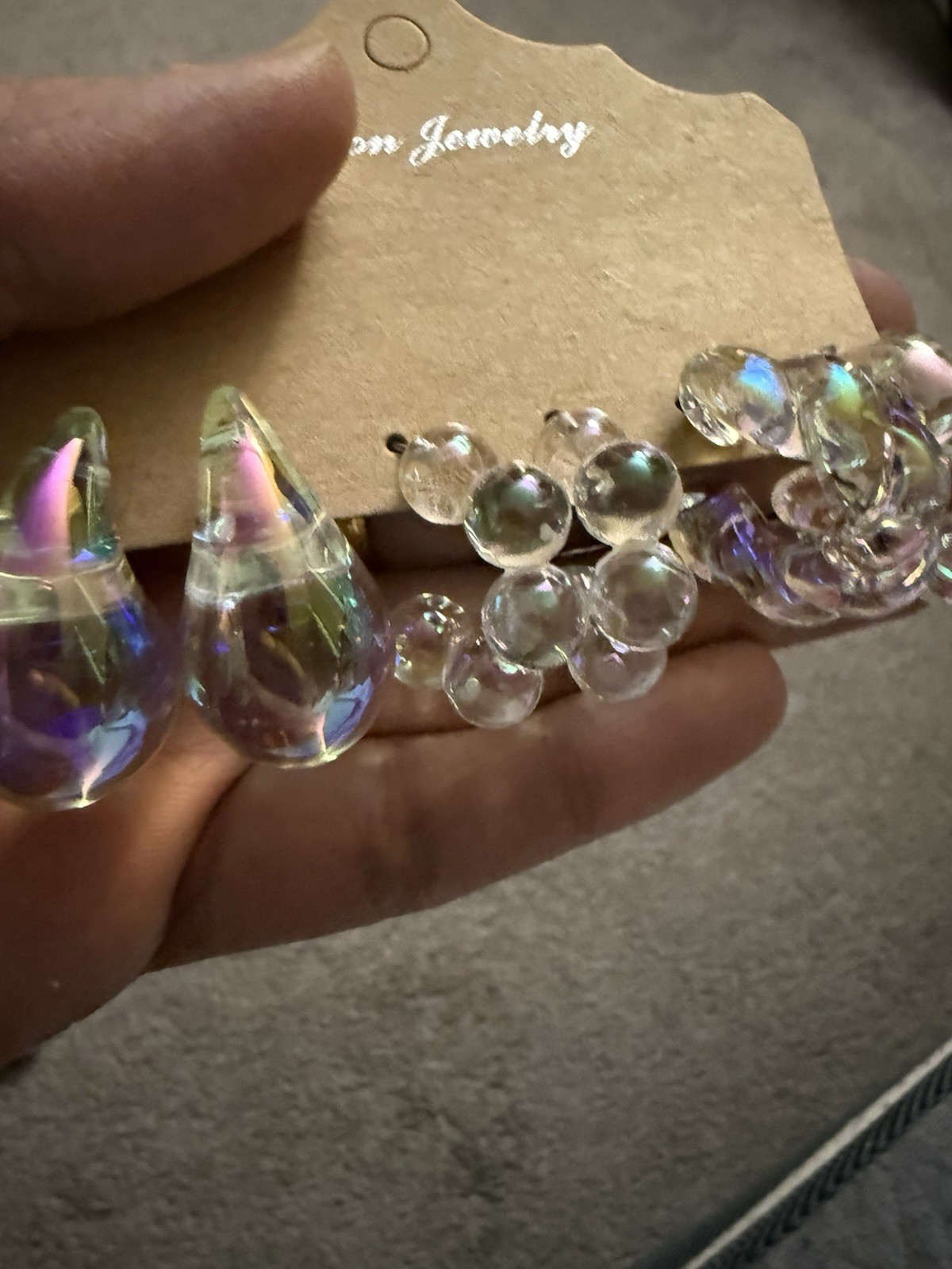 Iridescent Hoops Holographic Lucite Acrylic Transparent Retro Earrings Lot
