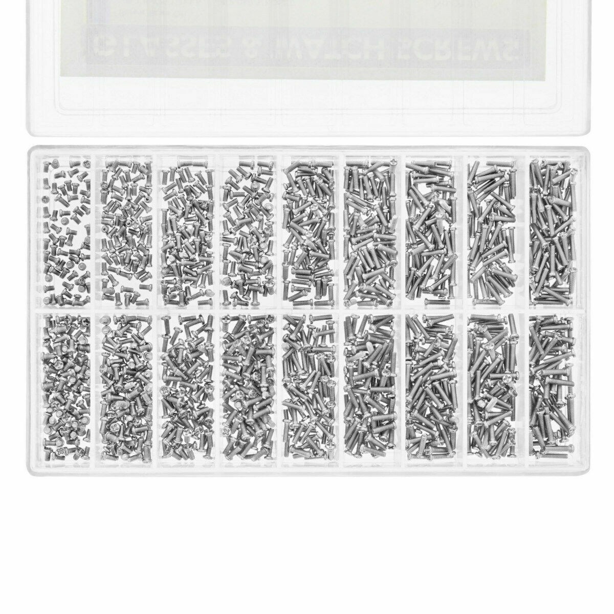 900 ASSORTED MICRO WATCH SCREW FOR WATCHES AND EYE GLASS STAINLESS STEEL