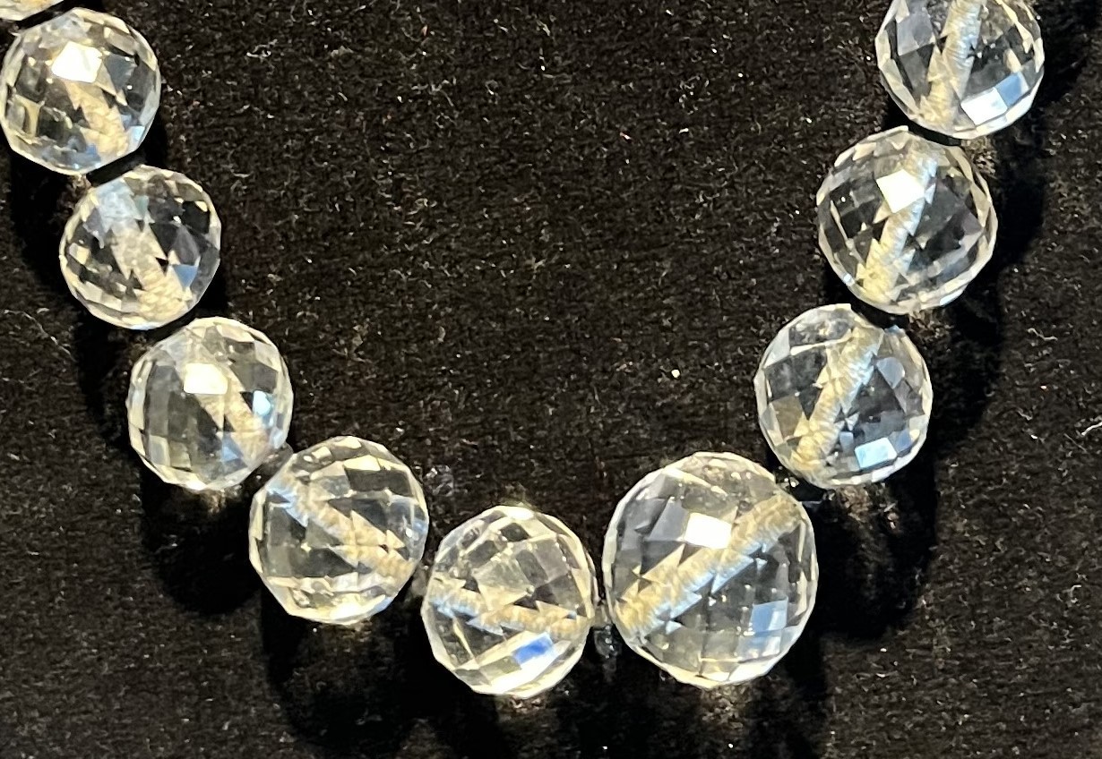 vintage clear rock crystal beads 33″ necklace