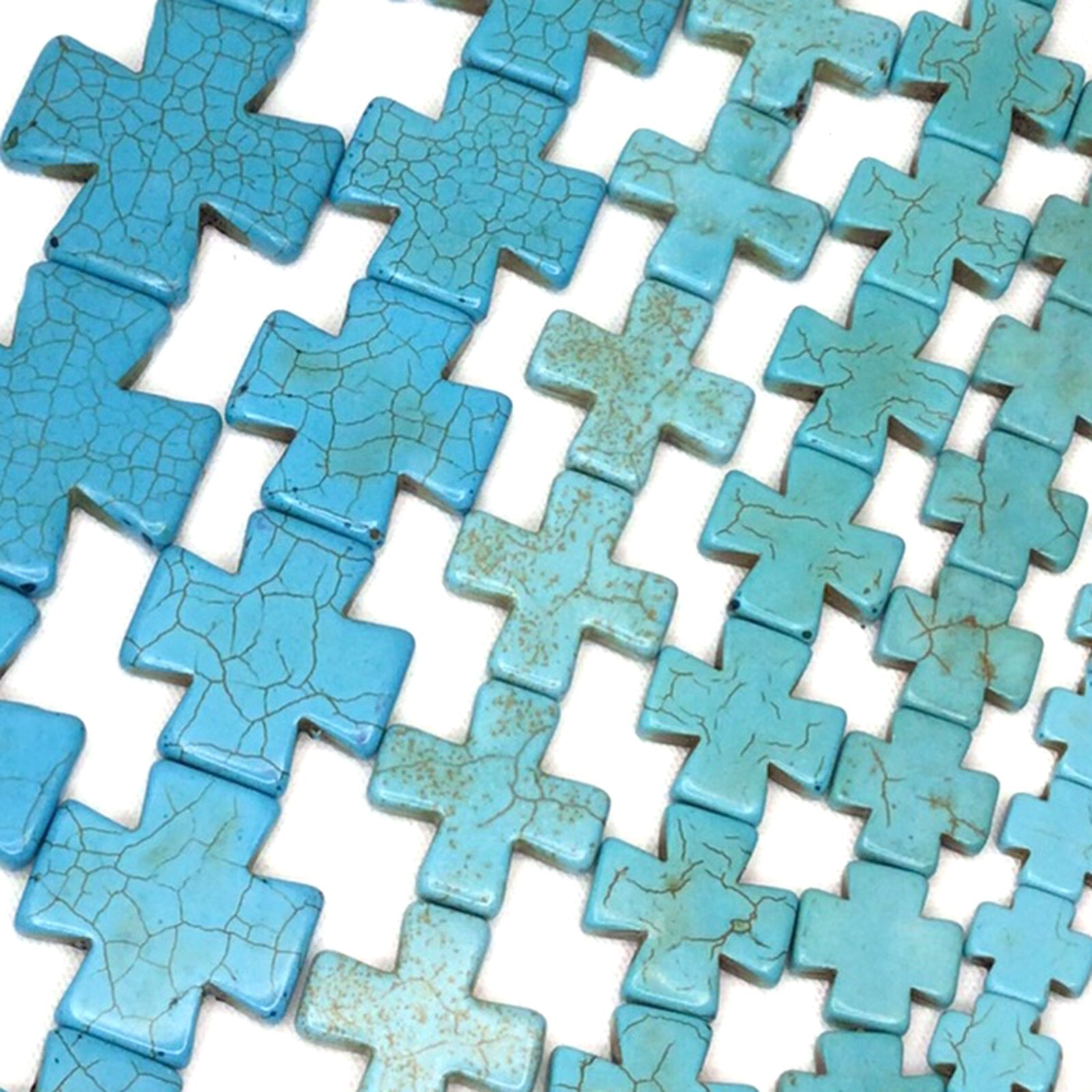 Turquoise Blue Cross Square Howlite Spacer Loose Bead 15 20 30mm 15″ DIY