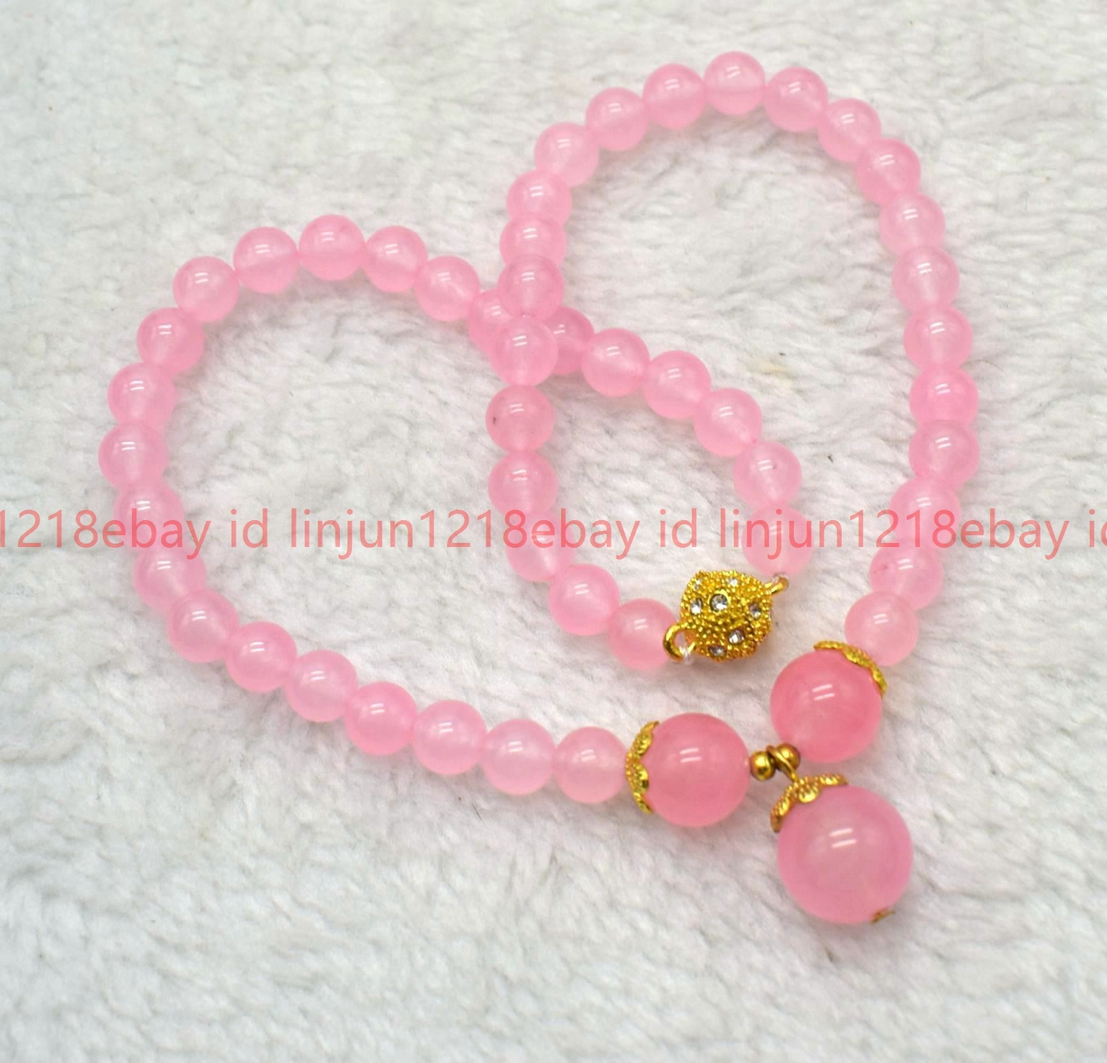 Beautiful Natural 8mm Pink Jade Round Gemstone Beaded Pendant Necklace 16-28in