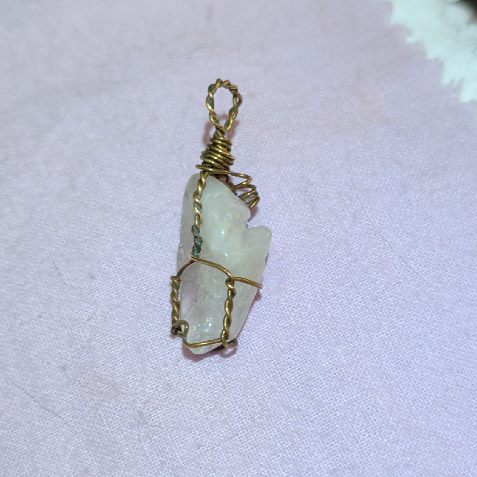 Wire Wrapped Aquarium Brass Wire Pendant. 12 Grams, Tested W/Presidium 2 gemtest