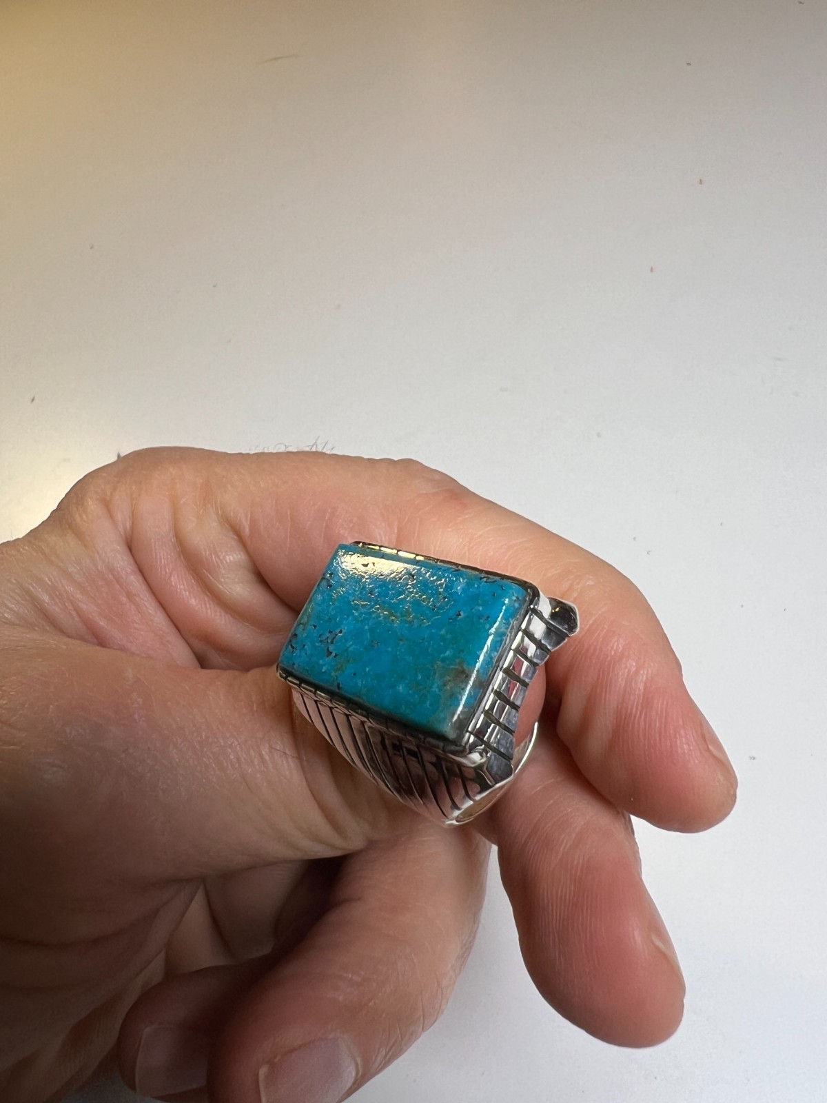 Mens Ring Sterling Silver Turquoise Navajo Trevor Jack Size 12.25 Southwestern
