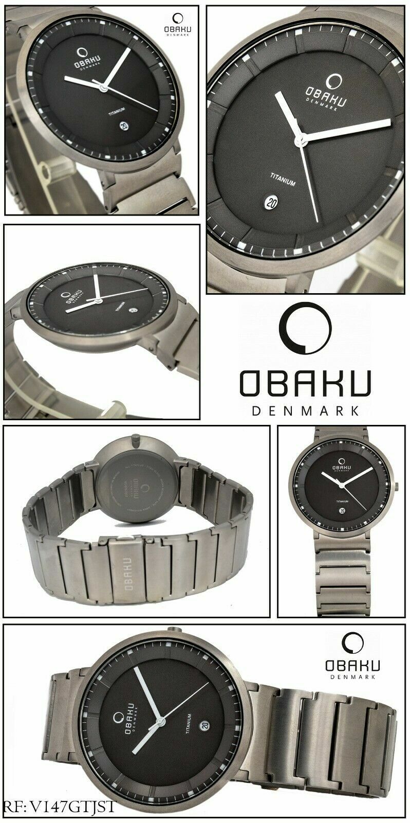Obaku Denmark Men’s Watch Solid Titanium Sporty V147GTJST Very Light 42mm