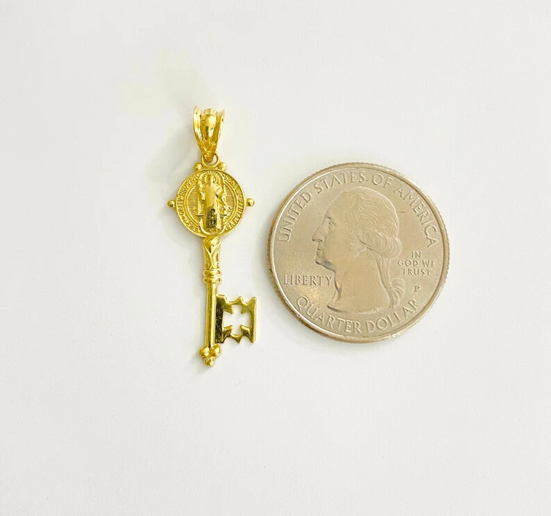 10K SOLID GOLD SAINT BENEDICT KEY 1.3″ PENDANT, GOLD SAINT BENEDICT KEY -GP92