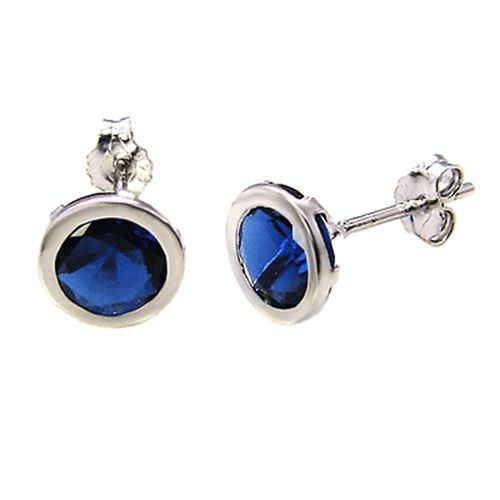 2 ct. Genuine Bezel Set Blue Sapphire Stud Earrings in Solid Sterling Silver