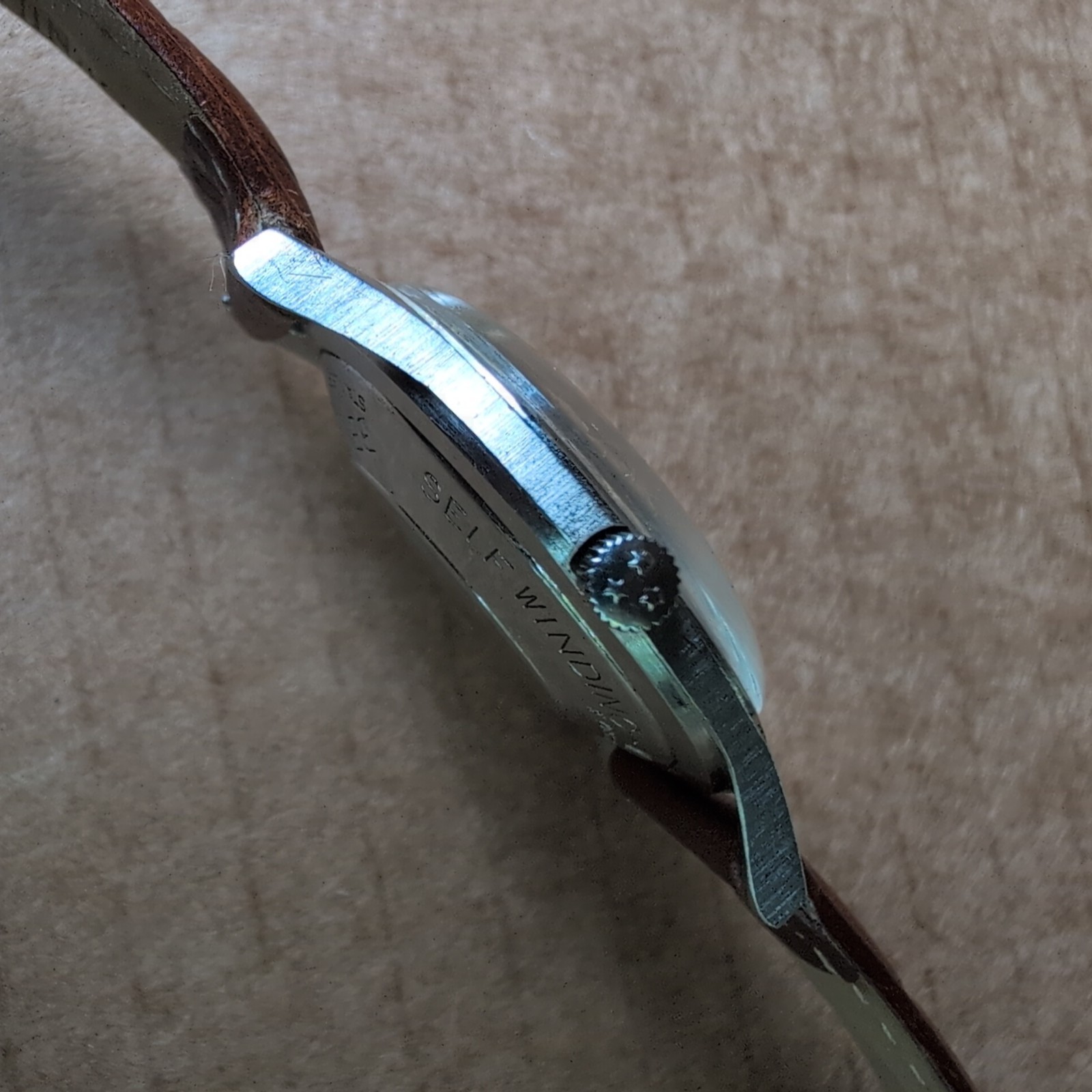 BENRUS 3 Star 25J Self Winding Vintage Swiss Steel Case Date Men’s Runs! 34mm